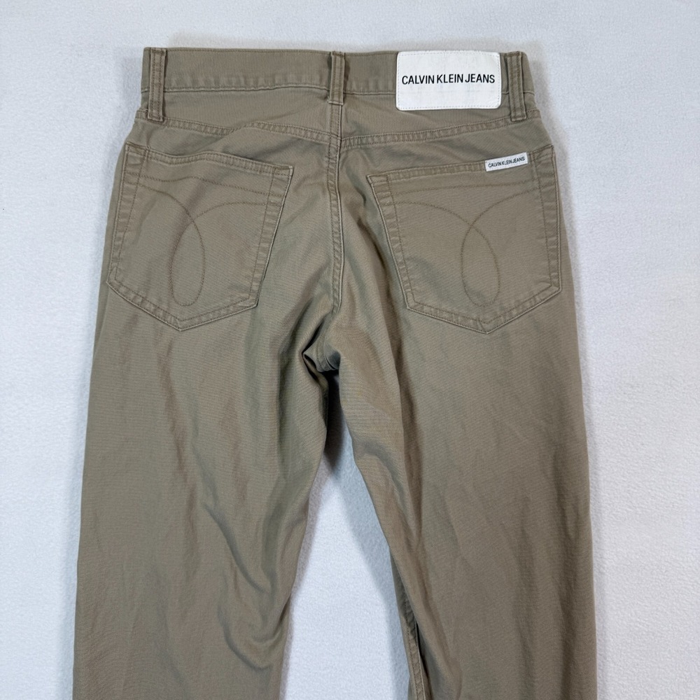 VTG Calvin Klein Pants Men 30x32 Beige Skinny‎ Fit Casual Logo Chino